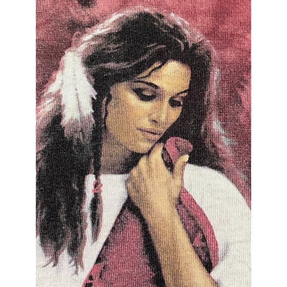 Vintage Native American Female Face The Mountain Tie Dye T Shirt X-Large Red - Picture 9 of 9